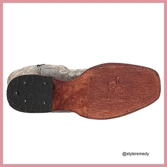 Distressed Leather Embroidered Snip Toe Western Boots Mid Calf - Picture 7 of 7